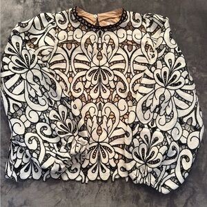 NWT Polagram Black and White Lace Blouse